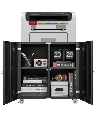Mobile Printer Stand with File Cabinet