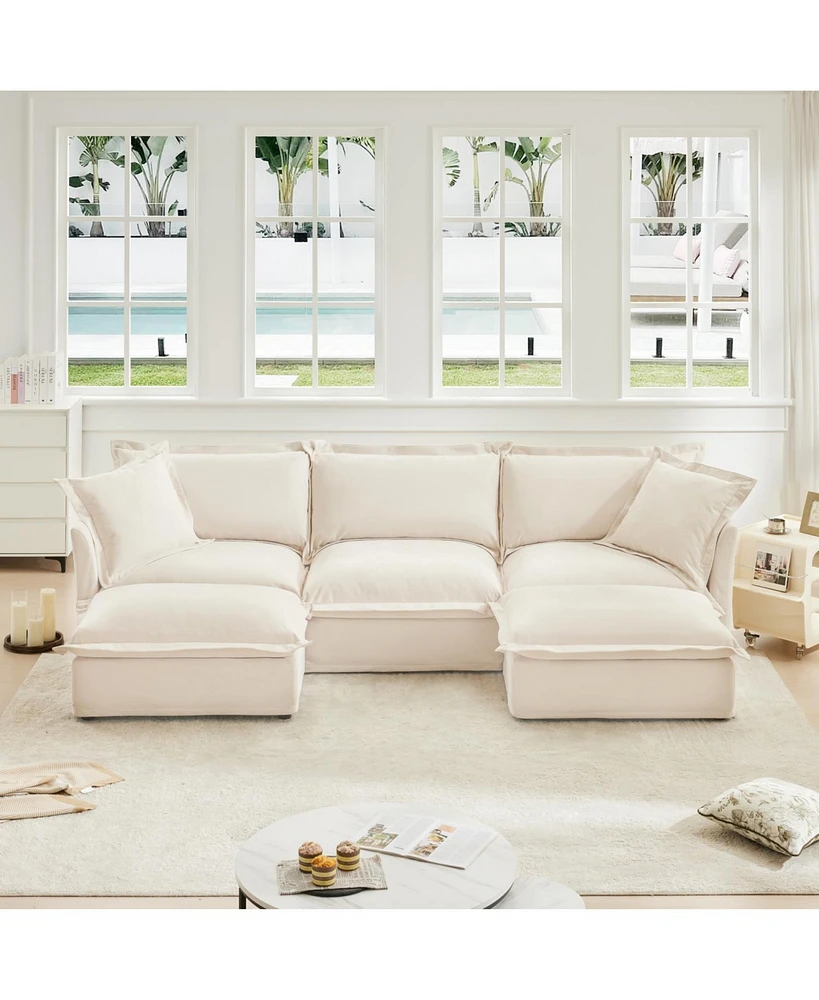 U-Shaped Sectional with French Edges