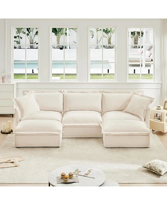 U-Shaped Sectional with French Edges