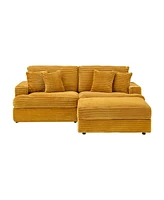 82 inches orange corduroy sofa, storage feet +4 throw pillows, create a living room, office fashion new darling!