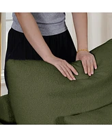 Modern Lounge Chair - Teddy Fabric Sofa with Pillow - Army Green