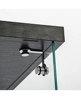 Black Tempered Glass Cabinet w/ Lights, Locks & Adjustable Feet