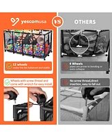 Yescom Mesh Pool Floats Storage Metal Frame Extra Large 12 Wheels Rolling Bin Cart with Blue Mesh Cover Replacement Net