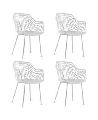 Set of 4 Heavy Duty Modern Dining Chair with Airy Hollow Backrest