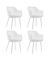 Set of 4 Heavy Duty Modern Dining Chair with Airy Hollow Backrest