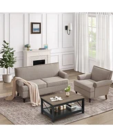 62'' Loveseat Sofa, Mid Century Modern Sofa Couches for Living Room, Upholsteded Love Seats Furniture for Small Space, Bear 500lbs,Brown