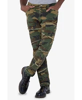 Raw X Men's Printed Pieced Fringed Stacked Jeans