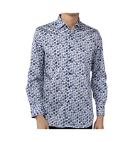 Luchiano Visconti Men's White Multicolor Circular print shirt