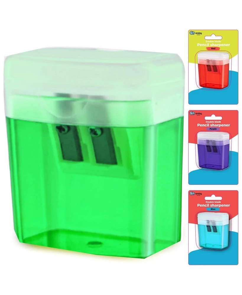 Pencil Sharpener Dual Hole Manual Yellow, Jumbo Crayon Sharpener w/Cover & Bin, Handheld Pencil Sharpeners for Large & Standard Pencils, 1 Pc –