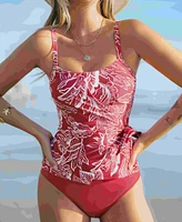 Cupshe Women's Square Neck Adjustable Straps Surplice Side Tie Tankini Sets