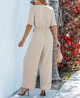 Cupshe Women's Breezy Wide Leg Wrap Jumpsuit