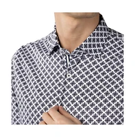 Luchiano Visconti Men's Navy and White Floral Shirt