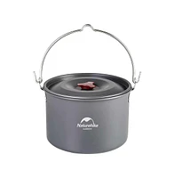 Naturehike Camping Soup Pot Cookware with Lid Large Outdoor Portable Hanging Pot Cooking Set for 1-6 People