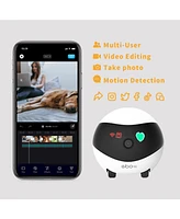 Home Security Camera with Self-Charging, Night Vision, Wireless Camera for Pet Elderly Baby, 32GB Sd Storage App Remote Control