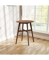 31.5 Inch Oversize Round Bar Table, Wooden High Top Kitchen Dining Table for Pub,Living Room,Restaurant,Cocktail Bar,Walnut