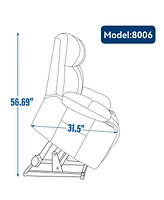 Grey Chenille Power Lift Recliner with Dual Motors, 350lb Capacity, 8-Point Massage, Lumbar Heat