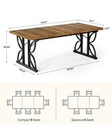 Tribesigns 70.47" Rectangular Dining Table, Industrial-Style Kitchen Table for 6-8 People with Metal Frame, Multi-Purpose Table for Dining Room,