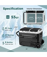 Dual Zone 12V Car Refrigerator for Vehicles Camping Travel Truck Rv Boat Outdoor and Home Use-Black