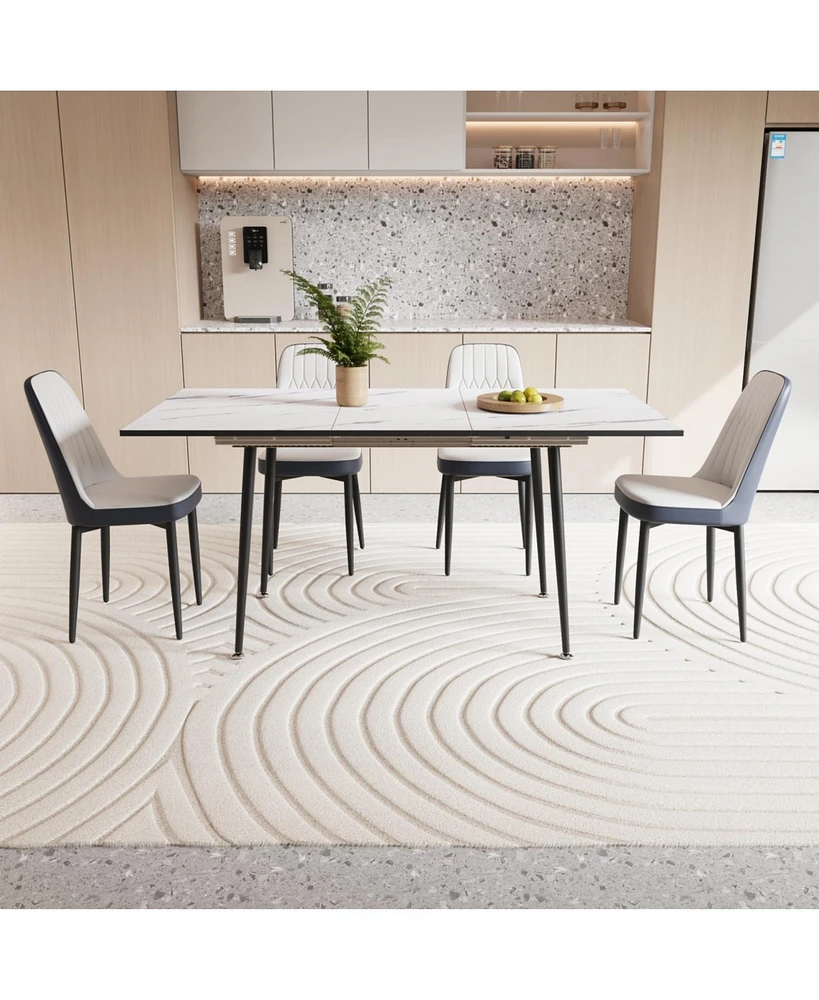 47-63" Expandable Dining Set: Table & Cushioned Chairs