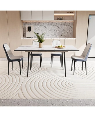47-63" Expandable Dining Set: Table & Cushioned Chairs