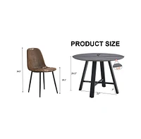 Modern Dining Set: 42" Round Mdf Table, 4 Fabric Chairs