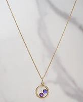 Tanzanite (1/5 ct. t.w.) & Rose de France Amethyst (1/6 ct. t.w.) Double Stone Circle 18" Pendant in 14k Gold-Plated Sterling Silver