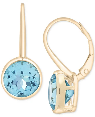 Sky Blue Topaz Bezel Circle Drop Earrings (7-1/2 ct. t.w.) in 14k Gold