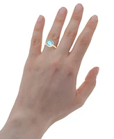 Sky Blue Topaz Bezel Circle Solitaire Statement Ring (3-3/4 ct. t.w.) in 14k Gold