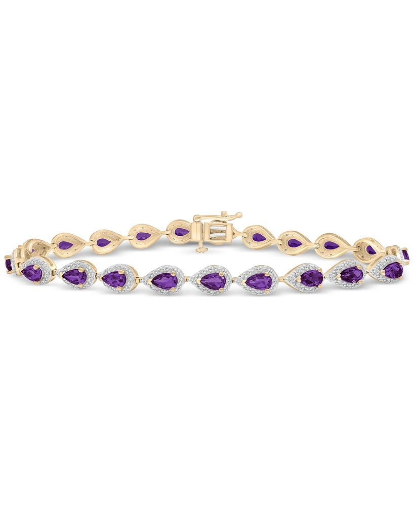 Amethyst (4 ct. t.w.) & Diamond (1/2 ct. t.w.) Bracelet in 14k Yellow Gold
