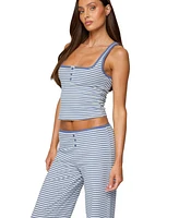 Edikted Women's Monti Striped Henley Tank Top