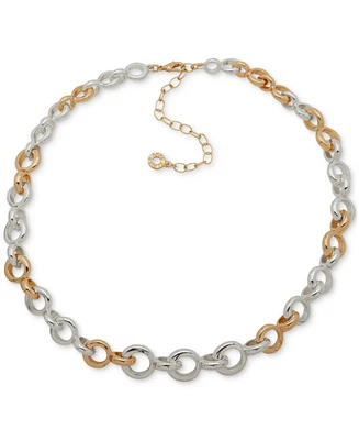 Anne Klein Two-Tone Interlocking Ring Collar Necklace, 16" + 3" extender