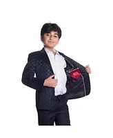 Elie Balleh Toddler Navy Slim Fit Gingham Blazer