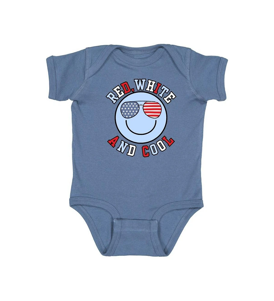 Sweet Wink Baby Boys Red, White, and Cool Patriotic Smiley Short Sleeve Bodysuit