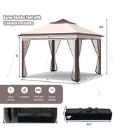 11 x 11 Feet 2-Tier Pop-Up Gazebo Tent Portable Canopy Shelter Carry Bag Mesh