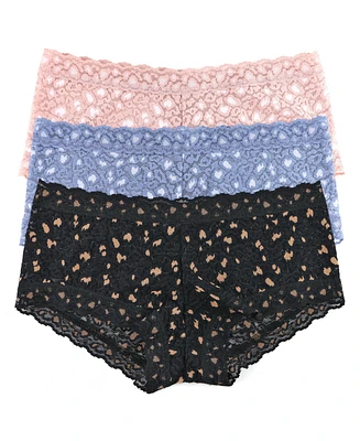 Hanky Panky Women's Crossdyed Leopard Mide rise Boyshort Panty 3 pack