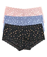 Hanky Panky Women's Crossdyed Leopard Mide rise Boyshort Panty 3 pack