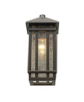 J du J Sierra Craftsman Mission Outdoor Wall Lights Set of 2 Rubbed Bronze Metal 10 1/2" Seedy Glass Panels for Post Exterior Barn Deck House Por