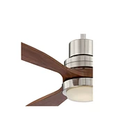 52" Delta-Wing Dc Rustic Farmhouse 3 Blade Indoor Ceiling Fan with Led Light Remote Control Brushed Nickel Walnut Wood for Living Kitchen Bedroom