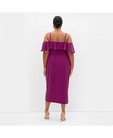 City Chic Plus Flirtation Drape Midi Dress