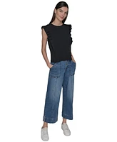 Karl Lagerfeld Paris Women's Ruffle-Sleeve Knit Top