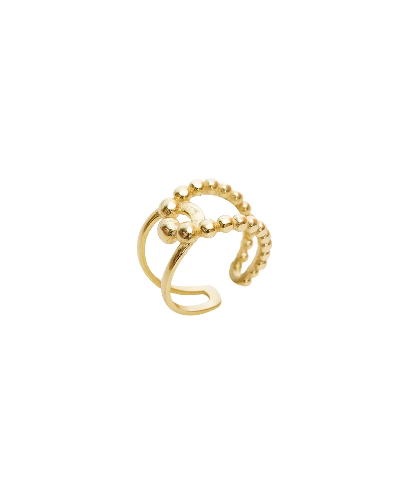 Spero London Beaded Intercepting Circle Sterling Silver Adjustable Ring