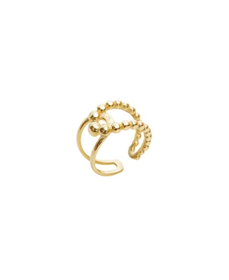 Spero London Beaded Intercepting Circle Sterling Silver Adjustable Ring