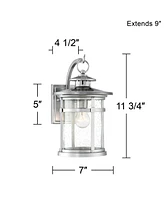 Callaway Modern Industrial Outdoor Wall Light Fixtures Set of 2 Chrome Metal Lantern Frame 11 3/4" Clear Seedy Glass Panels for Post Exterior Bar