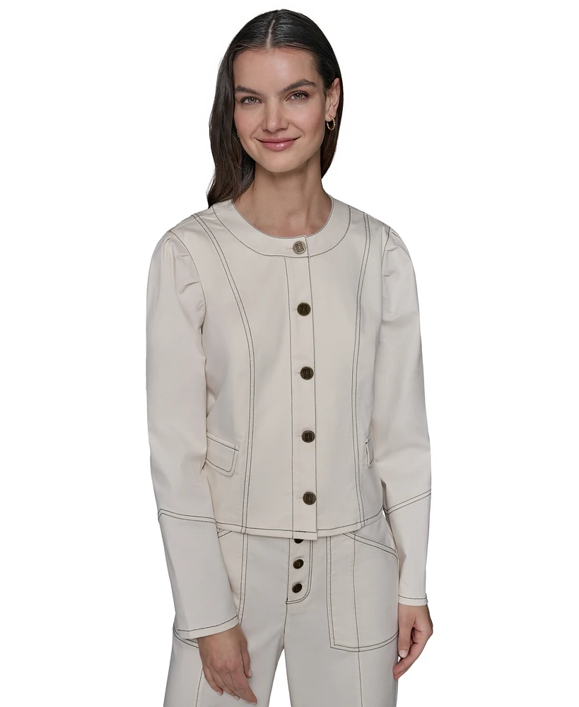 Karl Lagerfeld Paris Women's Cropped Denim Jacket