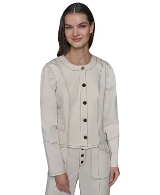 Karl Lagerfeld Paris Women's Cropped Denim Jacket