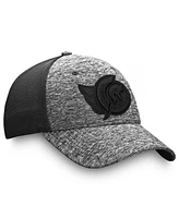 Fanatics Men's Heathered Black/Black Ottawa Senators Authentic Pro Training Travel Trucker Flex Hat