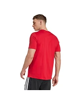 Adidas Men's Red Manchester United Three-Stripe Wordmark T-Shirt