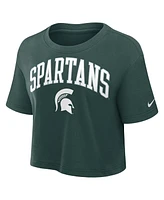 Nike Women's Green Michigan State Spartans Power Pursuit Athletic Prep Arch Performance Cropped T-Shirt