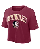 Nike Women's Garnet Florida State Seminoles Power Pursuit Athletic Prep Arch Performance Cropped T-Shirt