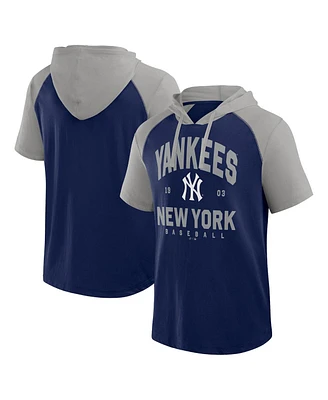 Fanatics Men's Navy New York Yankees Prime Raglan Short Sleeve Hoodie T-Shirt